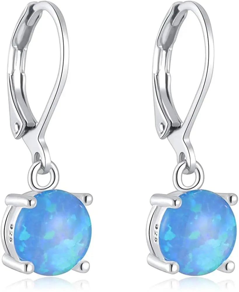 Single Round White Opal Pendant Earrings Trendy Fashion Jewelry for Women Brass Geometric Christian