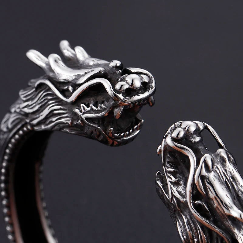 KALEN 316L Stainless Steel Punk Cool Man Dragon Cuff Bangle