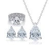 ArtistA S925 Silver Pear Shape Zirconia Jewelry Set Ring Earrings Necklace Platinum Tone 4CT Big Stone Women Fine Wedding Jewelry