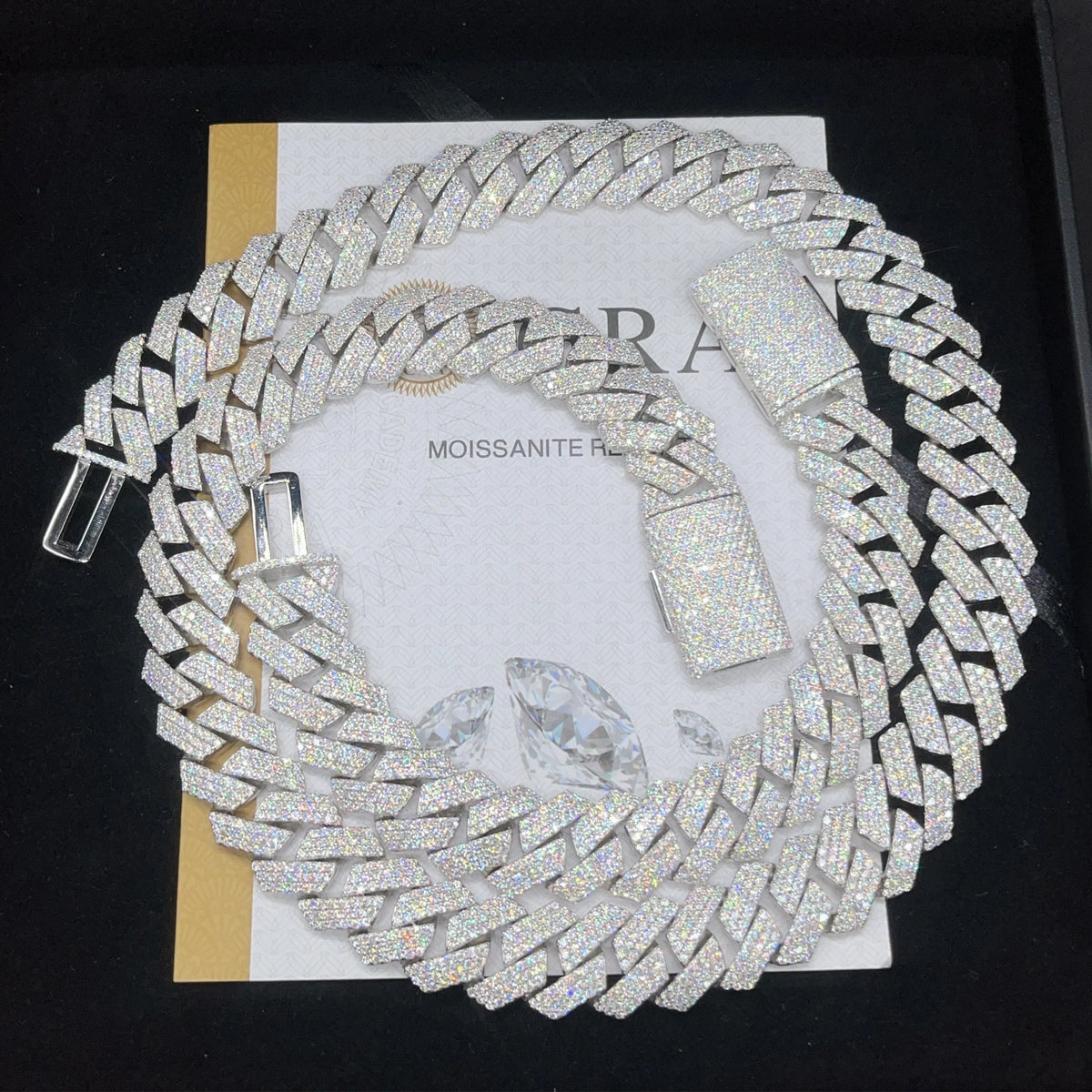 RTS S925 Sterling Silver Cuban Link Chain Necklace Bracelet Set 16mm Iced Out Cuban Link Moissanite Necklace  Hip Hop Jewelry