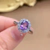 REDheart Natural Amethyst Ring Pendant Jewelry Set Rhodium S925 Silver Luxury Gemstone Fine Jewelry Women Wedding Anniversary Gift