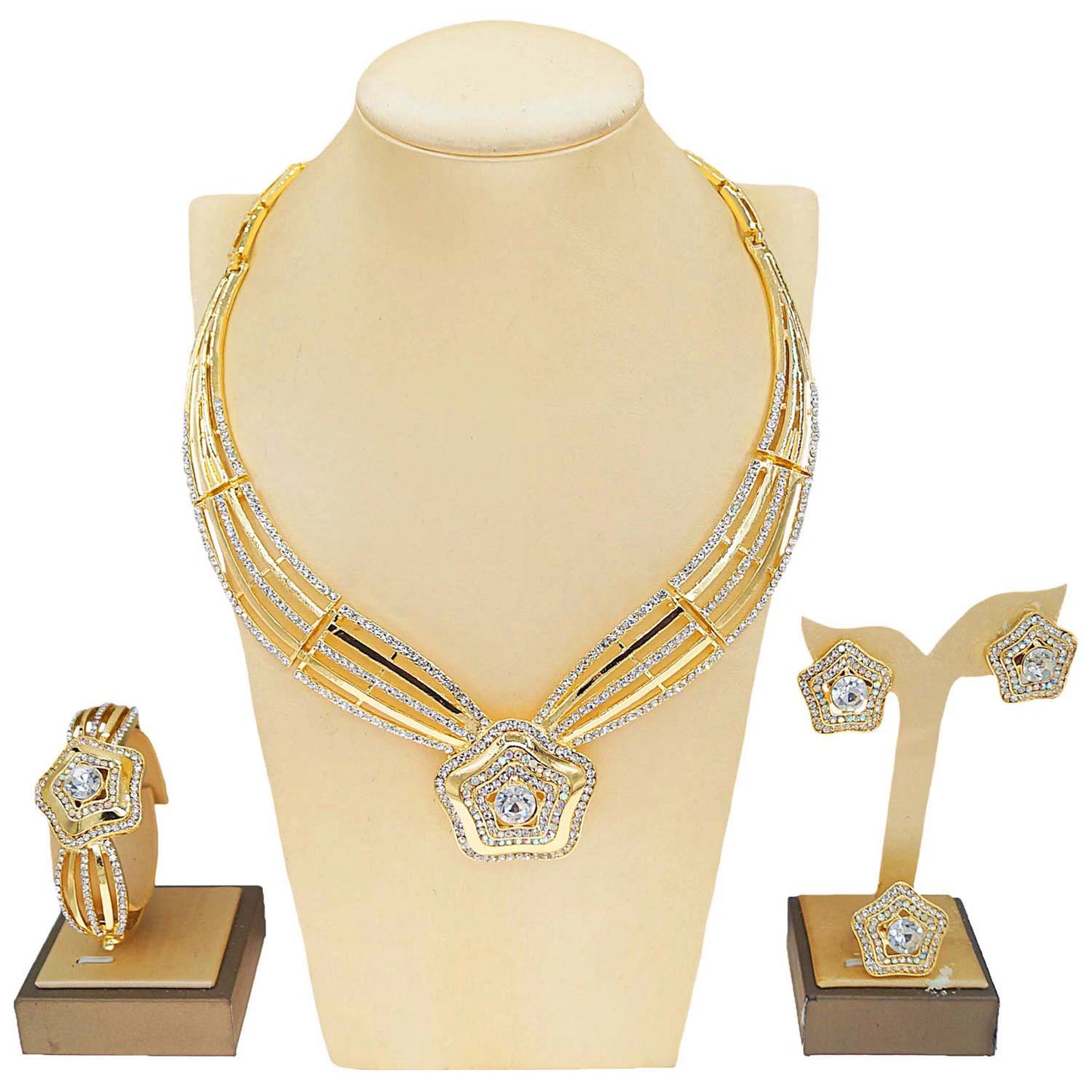 ZhuerruiNew 24K Gold-Plated Jewelry Set with Diamond Stars Unique Personality Vitality Bridesmaids Accompanied Hand GiftHA240507