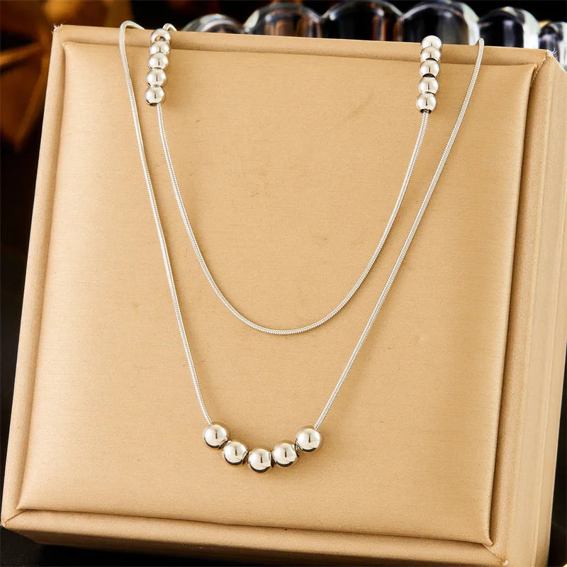 Two-Layer Chain Necklace & Bracelet Jewellery Set | Vintage Fashion Set