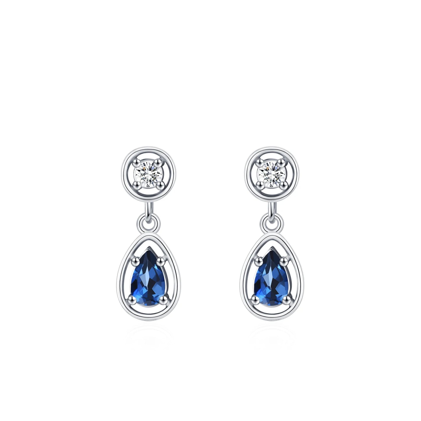 Ailmay Elegant 925 Sterling Silver Water Drop Blue Zircon Pendant Necklace Earrings New Model Jewelry Wedding Gift Set