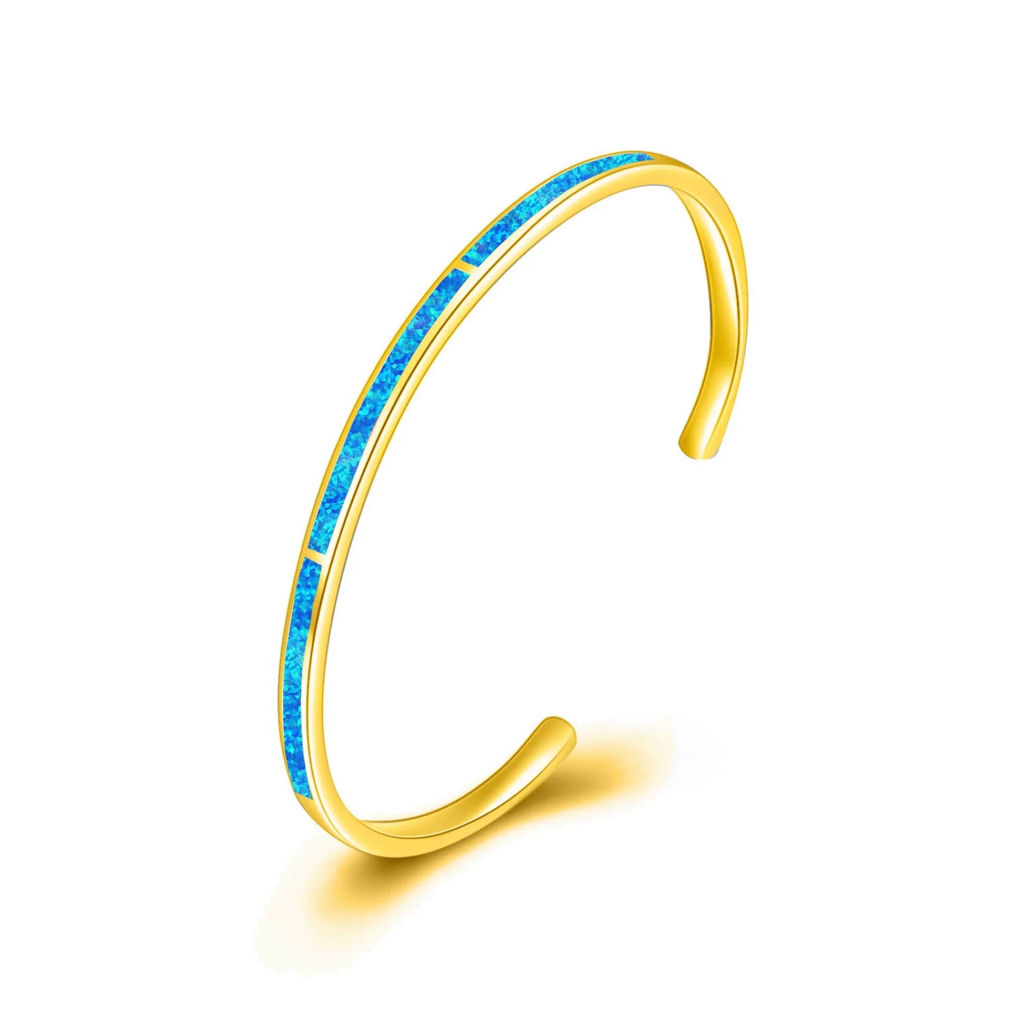 Trendy Rainbow Opal Open Bangle | Sleek Silver Cuff Best Seller