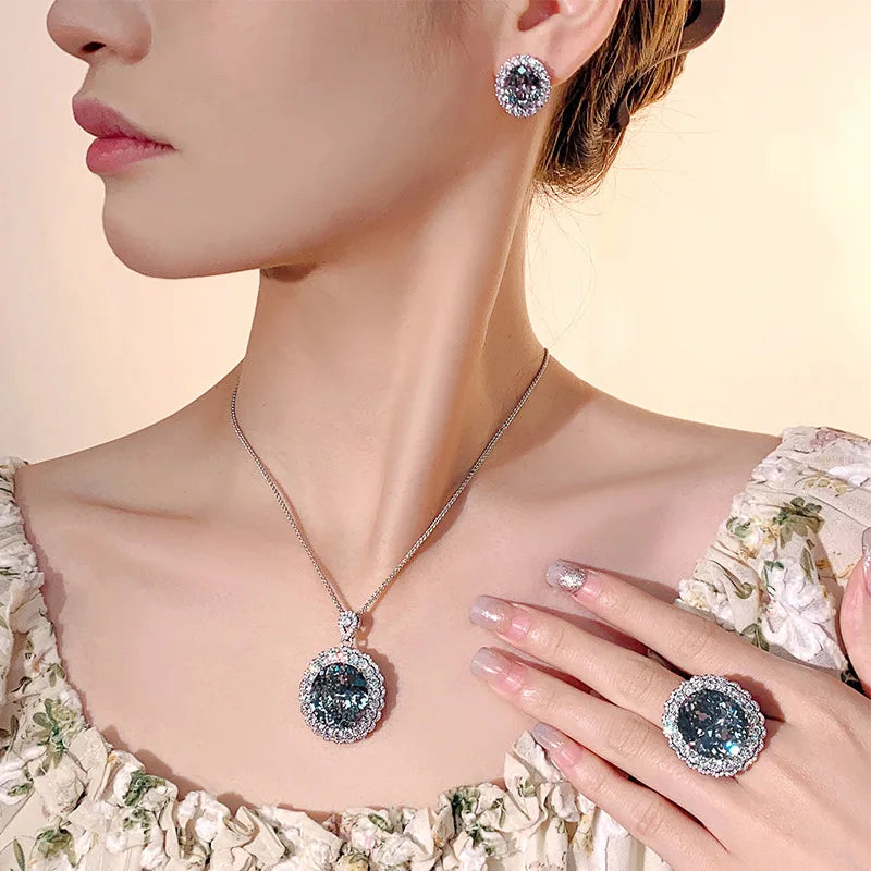 REDheart Flower Shape Zircon Jewelry Set Women's Trendy Gold Plated Copper Alloy for Wedding Engagement Party Gift