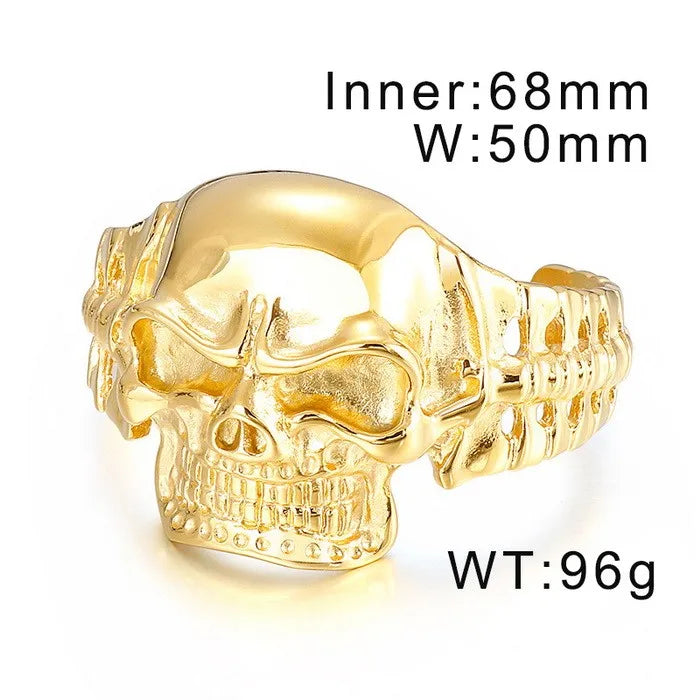 KALEN Punk Stainless Steel Men Bracelet Skull Cuff Open Bangle Bracelet