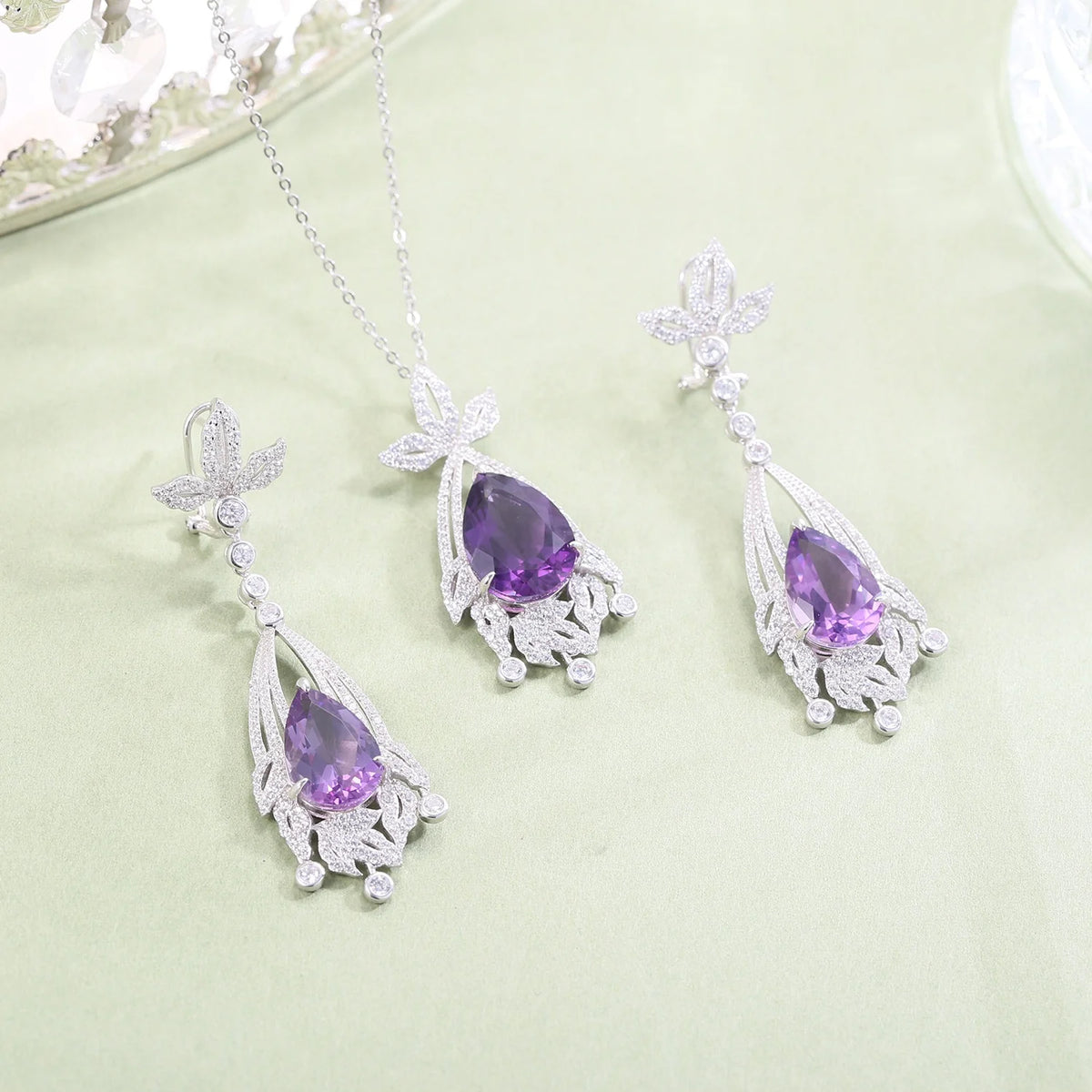 ArtistA ZL0065 Abiding Shining Girl Jewellery 925 Silver Natural Citrine Amethyst Sky Blue Topaz Bridal Jewelry Set at Price