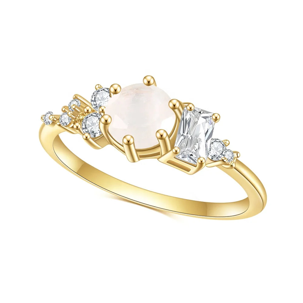 ArtistA Abiding Fine Jewelry Delicate Fashion Rainbow Milky Moonstone Gemstone Ring Jewelry for Women