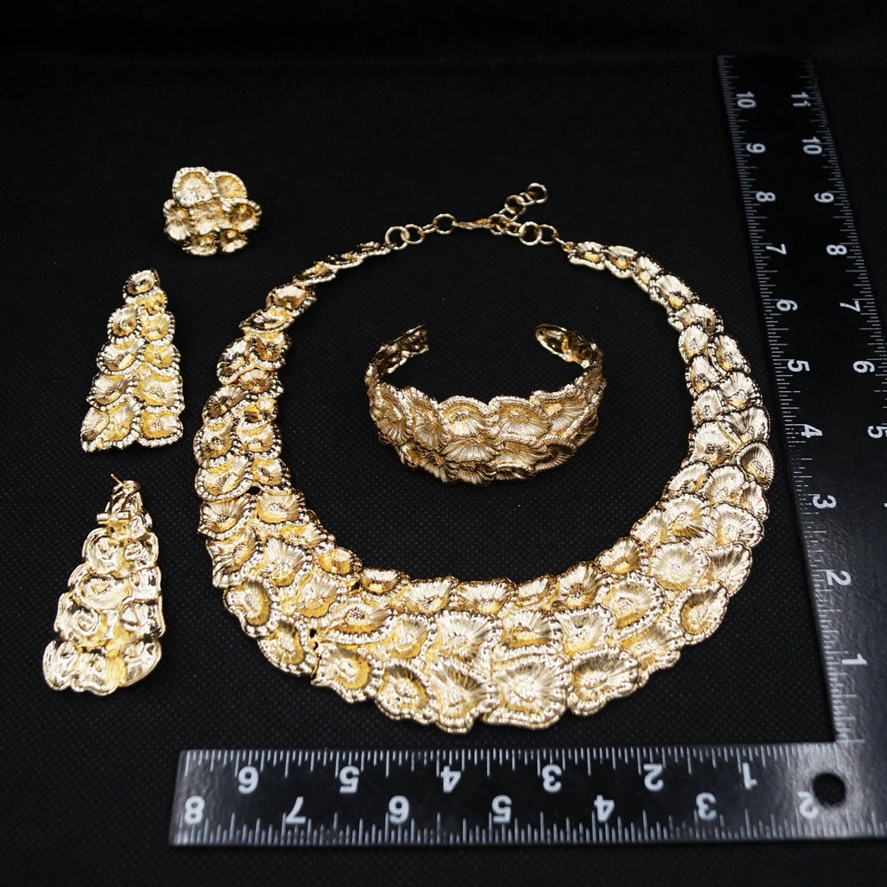 Italian Jewelry Set Alloy Brazilian Jewelry Sets Wedding Party Pendant Spiral Necklace Bracelet Ring Earrings Jewelry Set I0092