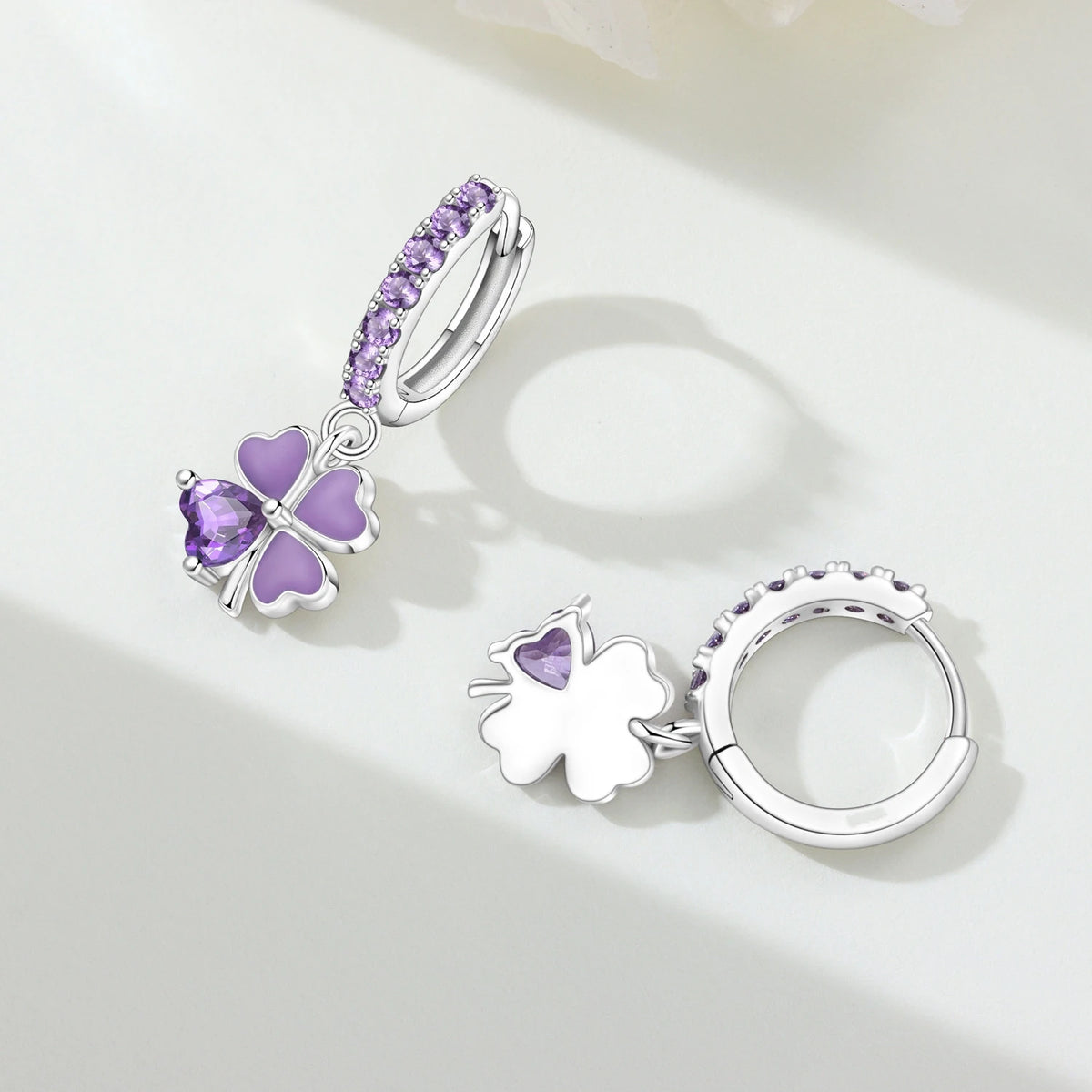 S&S Zircon Drop & Hoop Earrings | Snowflake, Feather & Clover | S&S