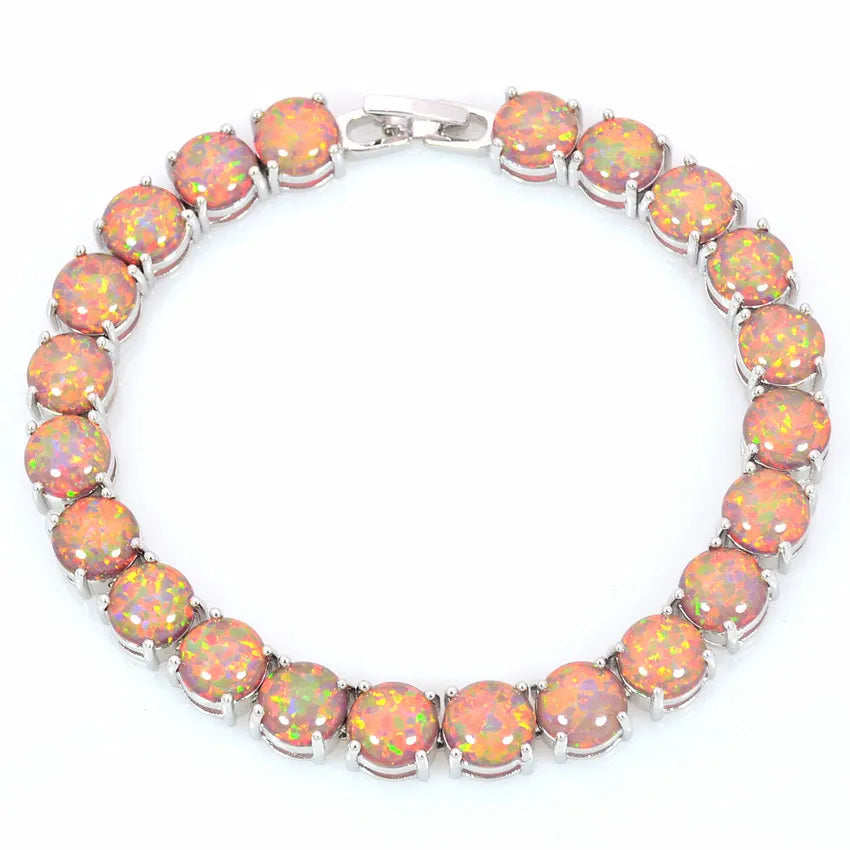 Bohemian Hawaiian Opal Brass Beaded Bracelet-Trendy Exquisite Flower Egg Gem Design Fashion Jewelry for Women