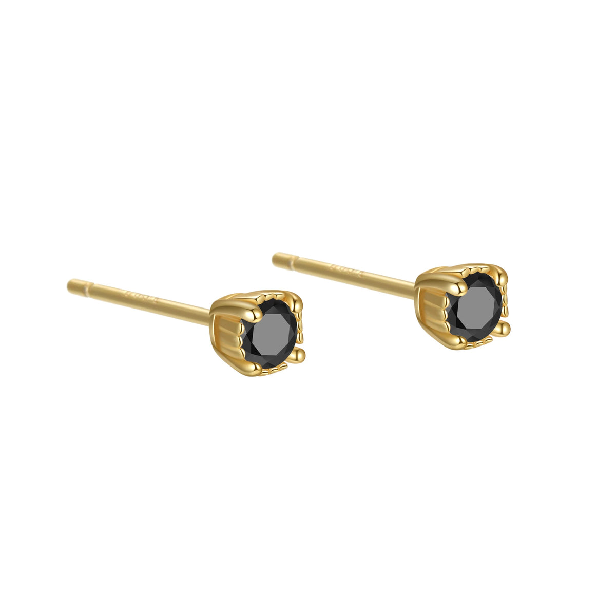 Trendy 925 Sterling Silver Stud Earring Bezel Claw Round White/Red/Blue/Black Colorful 5A CZ Earrings Gift for Women Mom