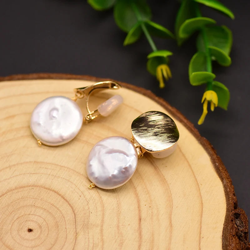 New Yiwu Jewelry Wholesale Natural Baroque Pearl for Women Flower Drop Earrings 18K Gold Plated Fashion Designer Jewelry
