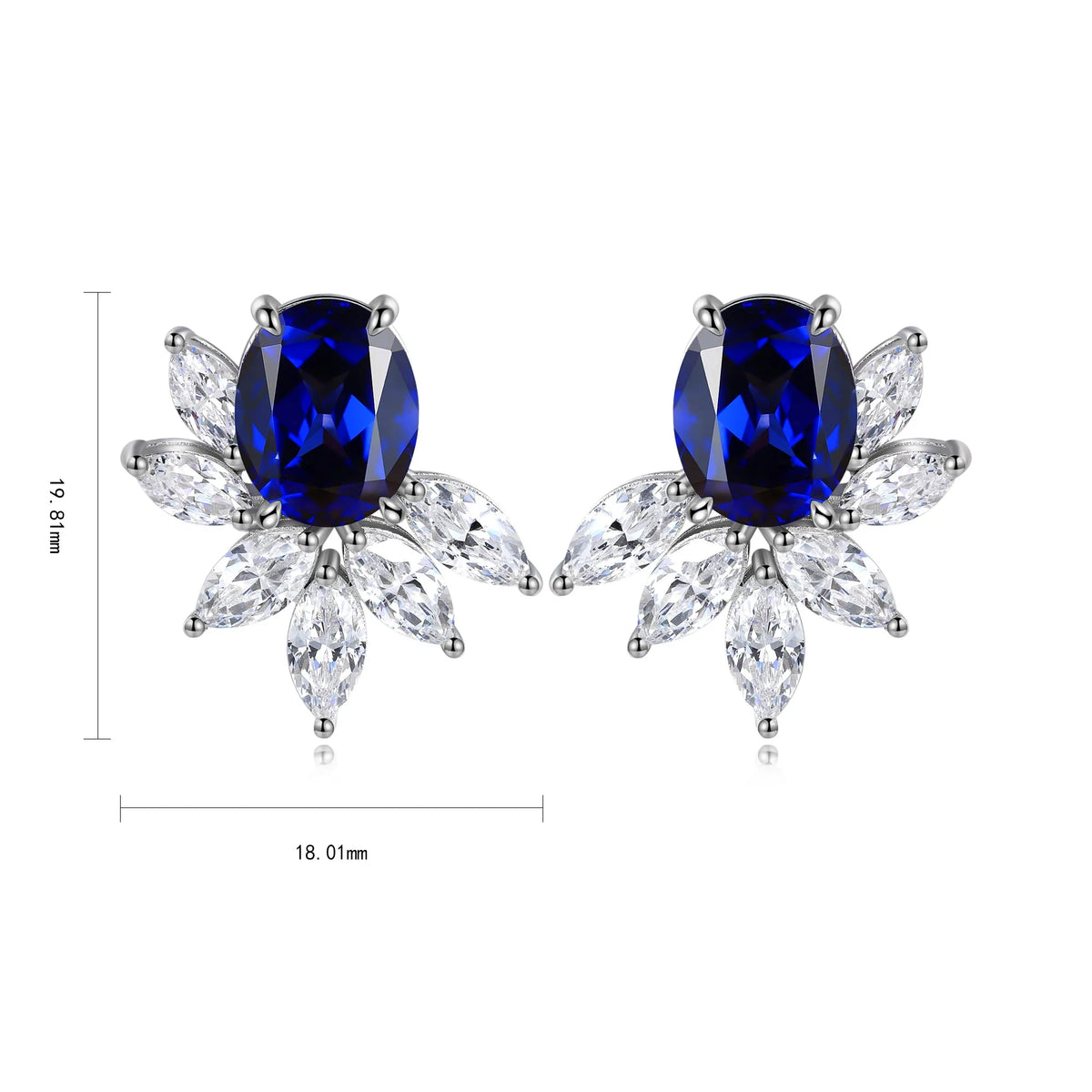 Gemfiori Anster High Quality S925 Lab Grown Sapphire Earring Stud Dainty Gemstone Stud Earrings for Women Daily Wear Gift