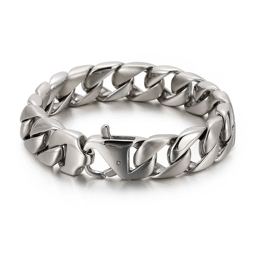 KALEN 15mm Casting Stainless Steel Vintage Cuban Bracelet Braccialetti Uomo Acciaio Inox