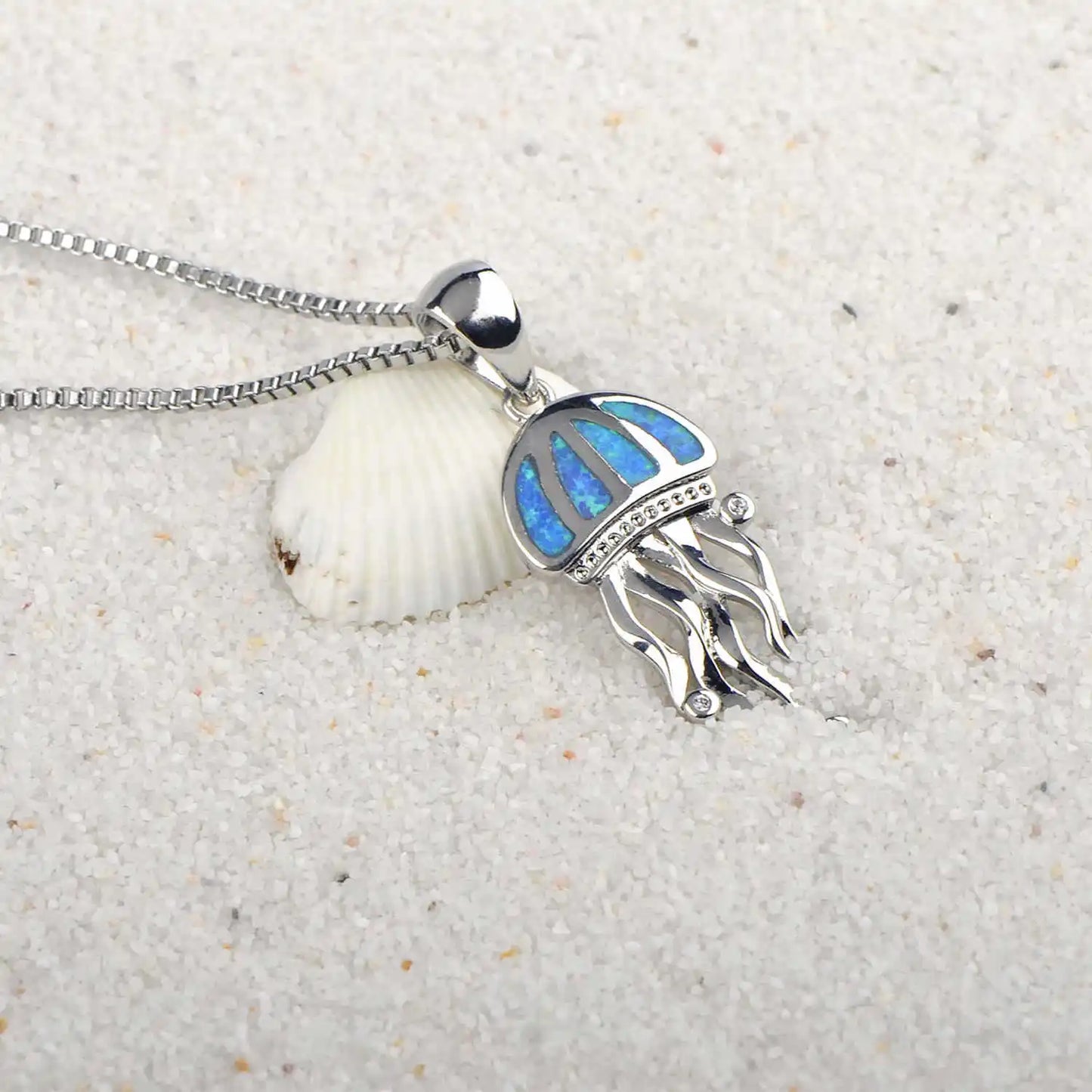 Aobao Jellyfish Necklace, Jellyfish Pendant, Sweater Chain, Opal Necklace