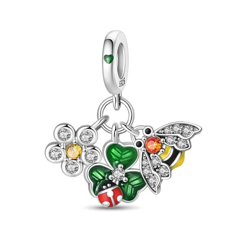 S&S Four Leaf Clover Zircon & Enamel 925 Silver Jewellery | Rings, Earrings, Bracelet & Pendant | S&S Collection
