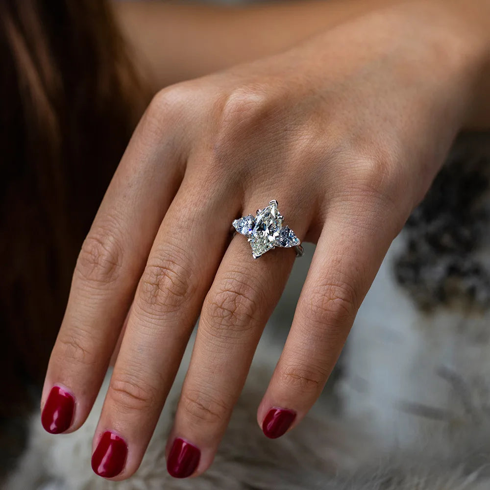 MUSHAN Jewelry Factory New S925 Pure Silver Platinum Plated High Carbon Diamond Wedding Ring 3 Carat Luxury Anniversary Party