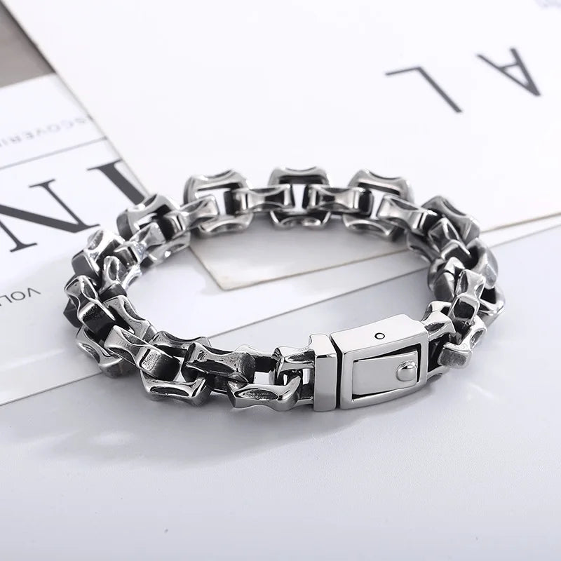 KALEN Mens 180/200/220mm Causal Worn Effect Stainless Steel Link Bracelet