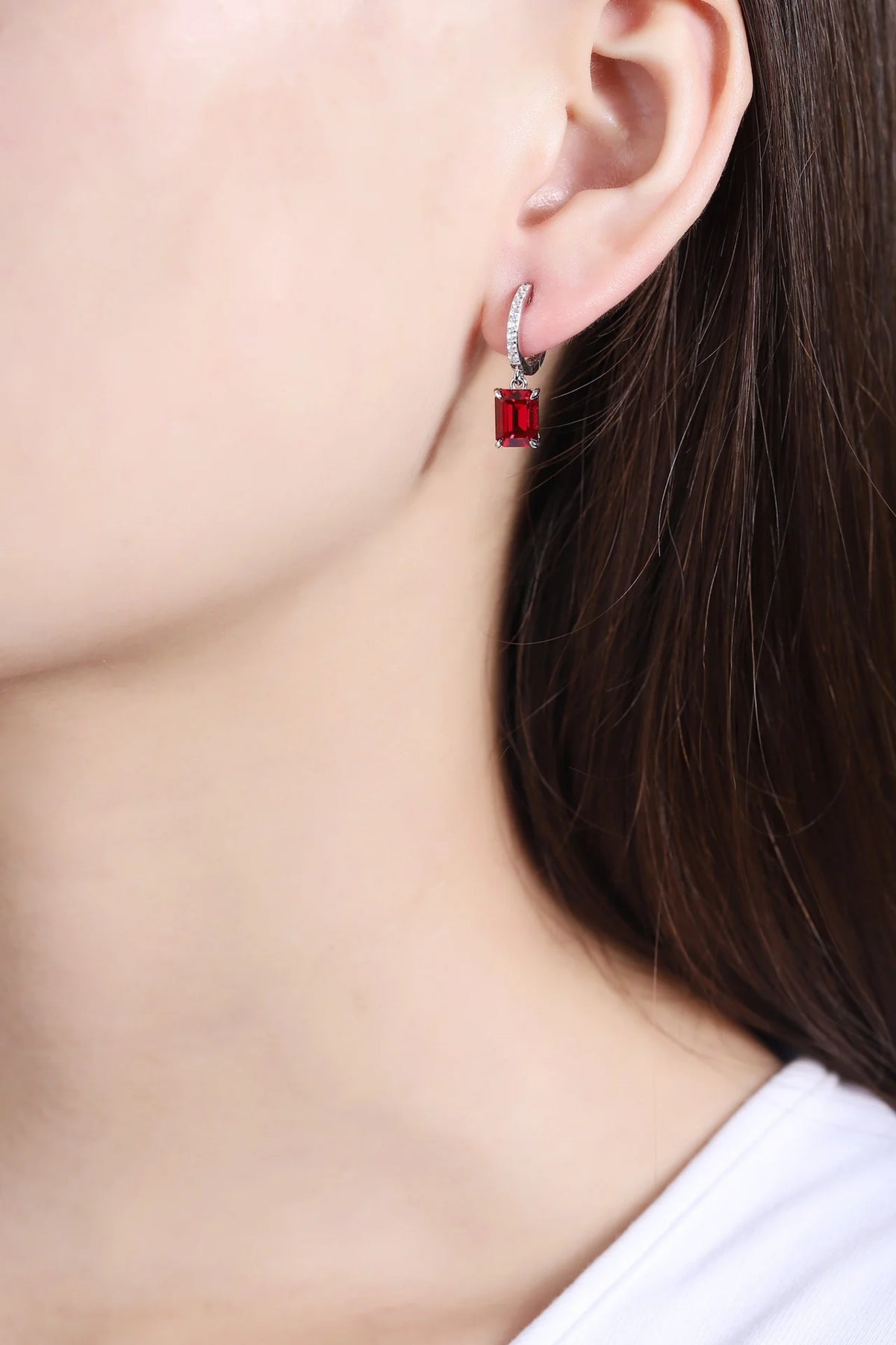 Gemfiori Anster High Quality S925 Lab Grown Ruby Earring Stud Dainty Gemstone Stud Earrings for Women Daily Wear Gift