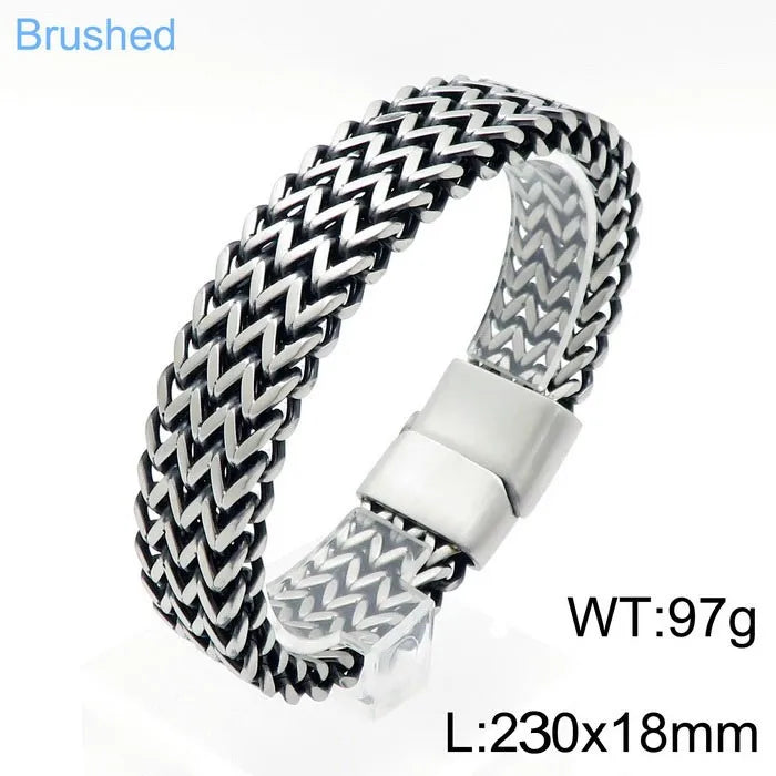 KALEN Punk Simple Brushed Mesh Chain Men Gift 316L Stainless Steel Jewelry Bracelet