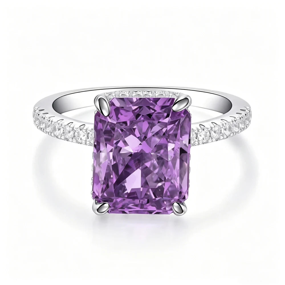 Waterproof Women 925 Sterling Silver Iced Out 5A Zirconia Ring Engagement Anniversary Candy Colors Rings Jewelry Supplies