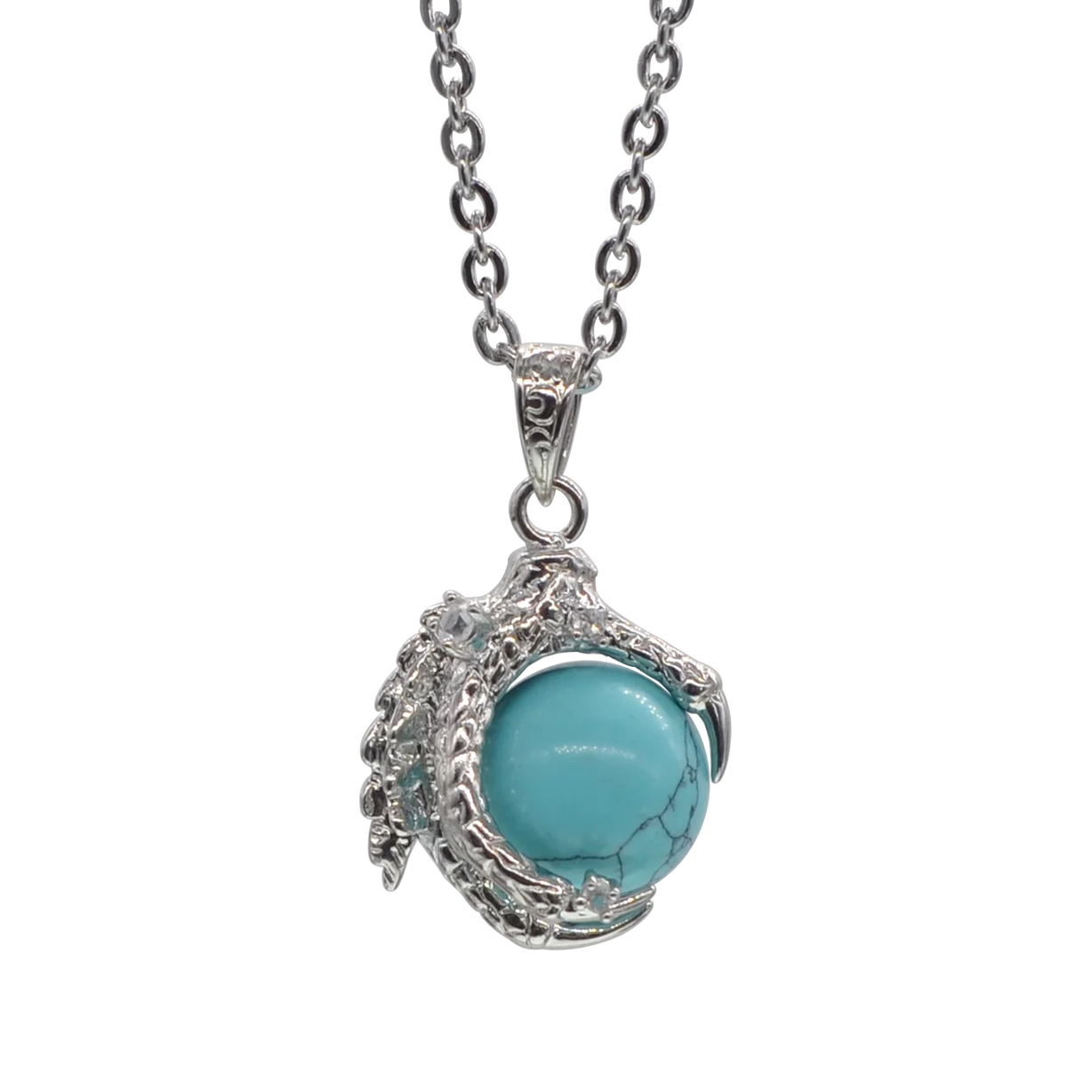 REDheart Womens Dragon Claw Pendant Necklaces Natural Gem Stone Beads 16mm Ball Crystal Quartz Women Men Yoga Gothic Jewelry