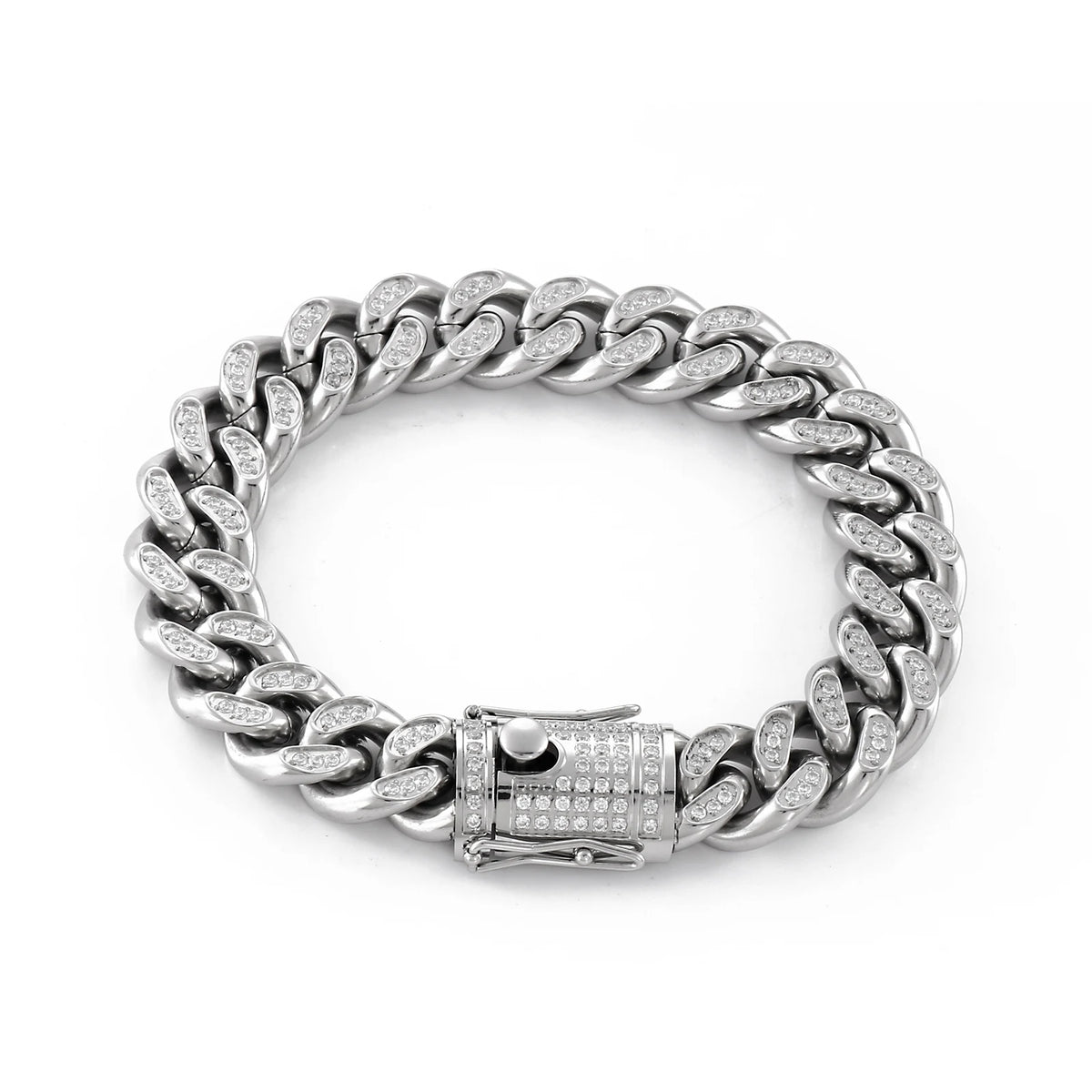 KALEN Luxury High Quality Inlaid Zircon Chain Bracelet Necklaces Men Stainless Steel Jewelry Set