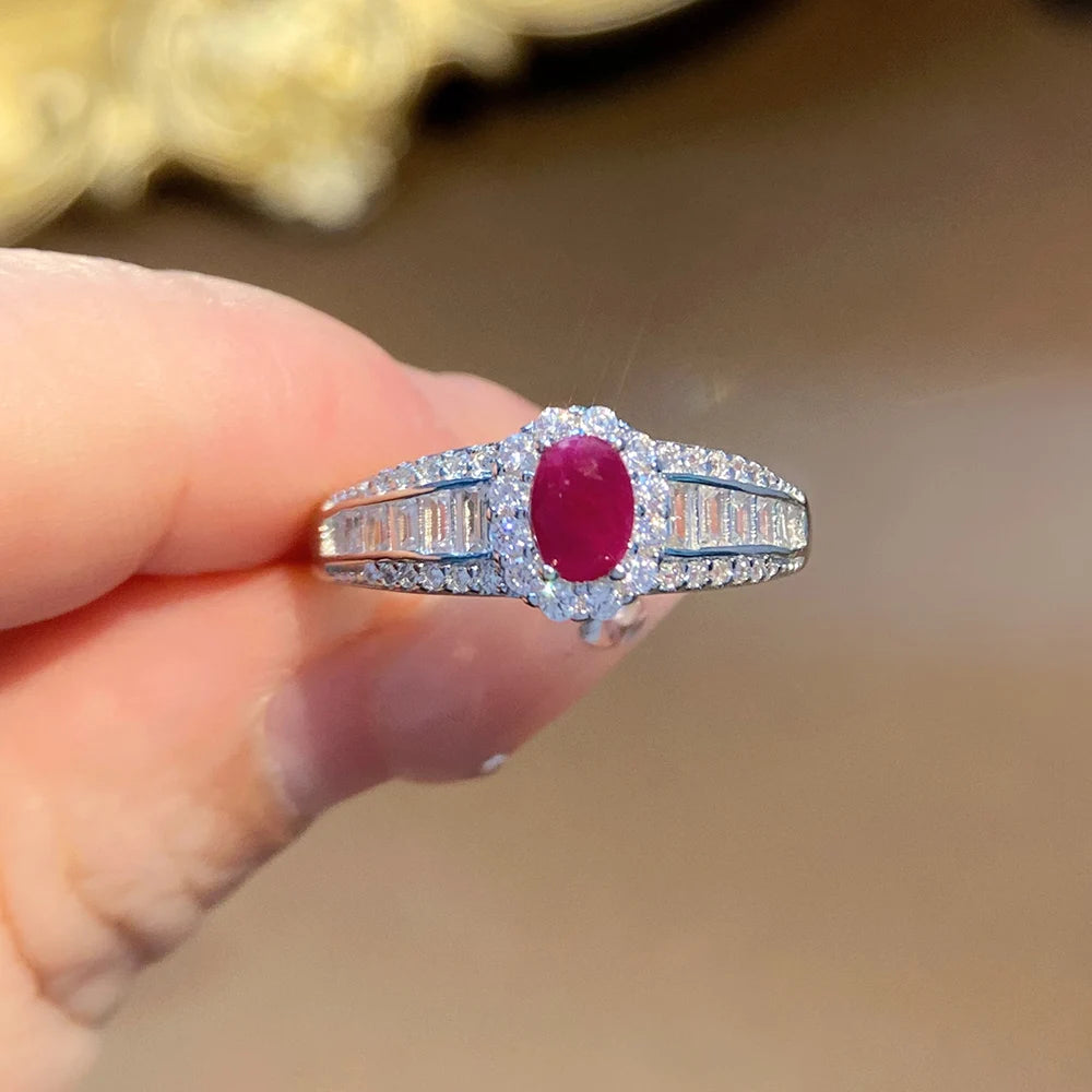 Gioiellieri Natural Ruby 925 Sterling Silver Ring Fashion Jewelry for Women Low Price Vintage Style Daily Party Gemstone Finger Gift
