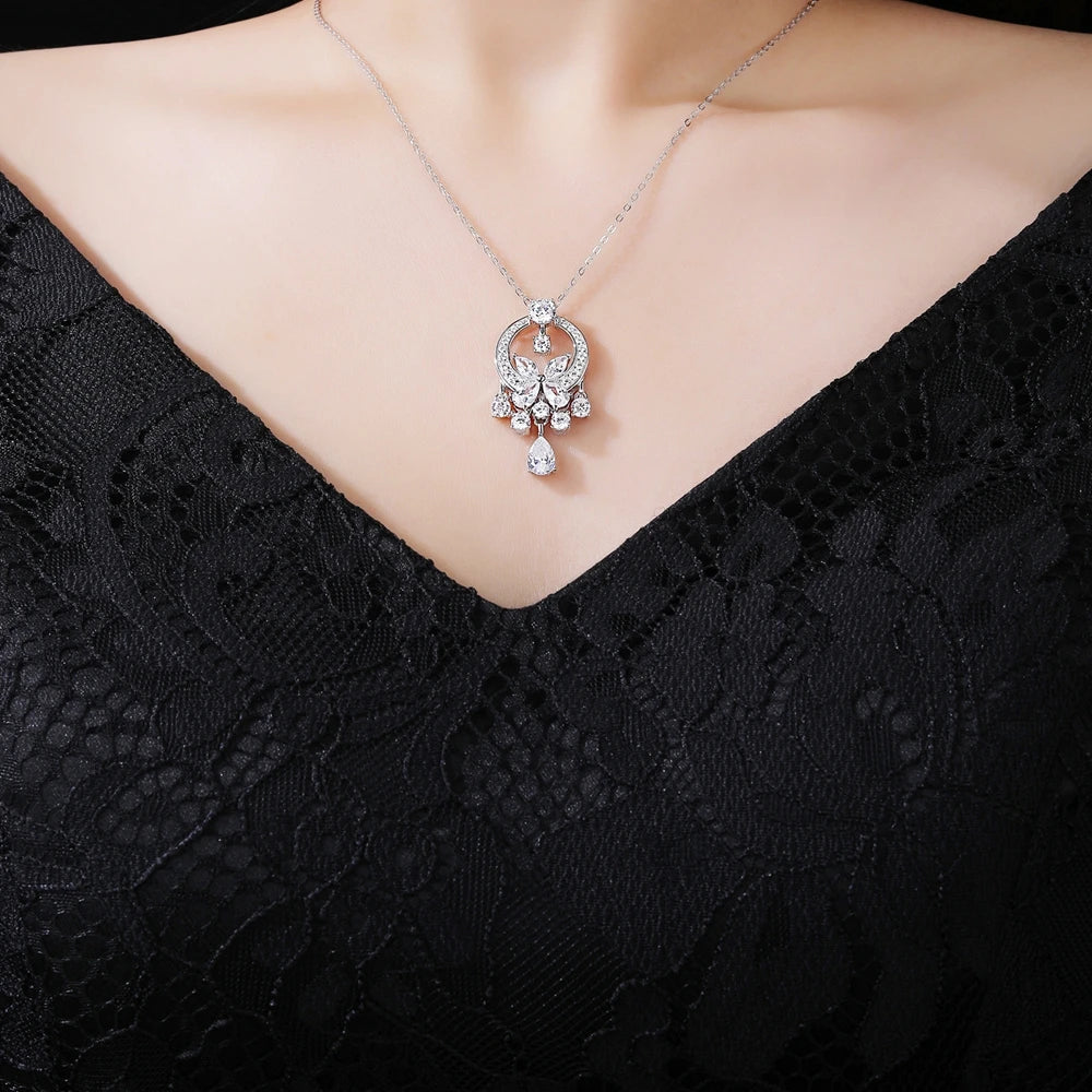 MUSHAN Jewelry Factory S925 Sterling Silver Necklace Women Electroplated Gold High Carbon Diamond Cross Border Jewelry
