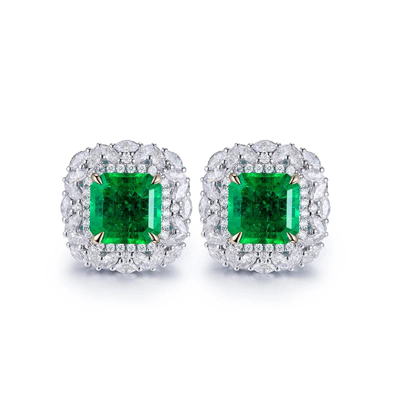 Gemfiori Shenzhen Gemfiori Custom Jewellery 18k gold earring with lab grown emerald and diamond optional 14k 10k 9k Gold Platinum