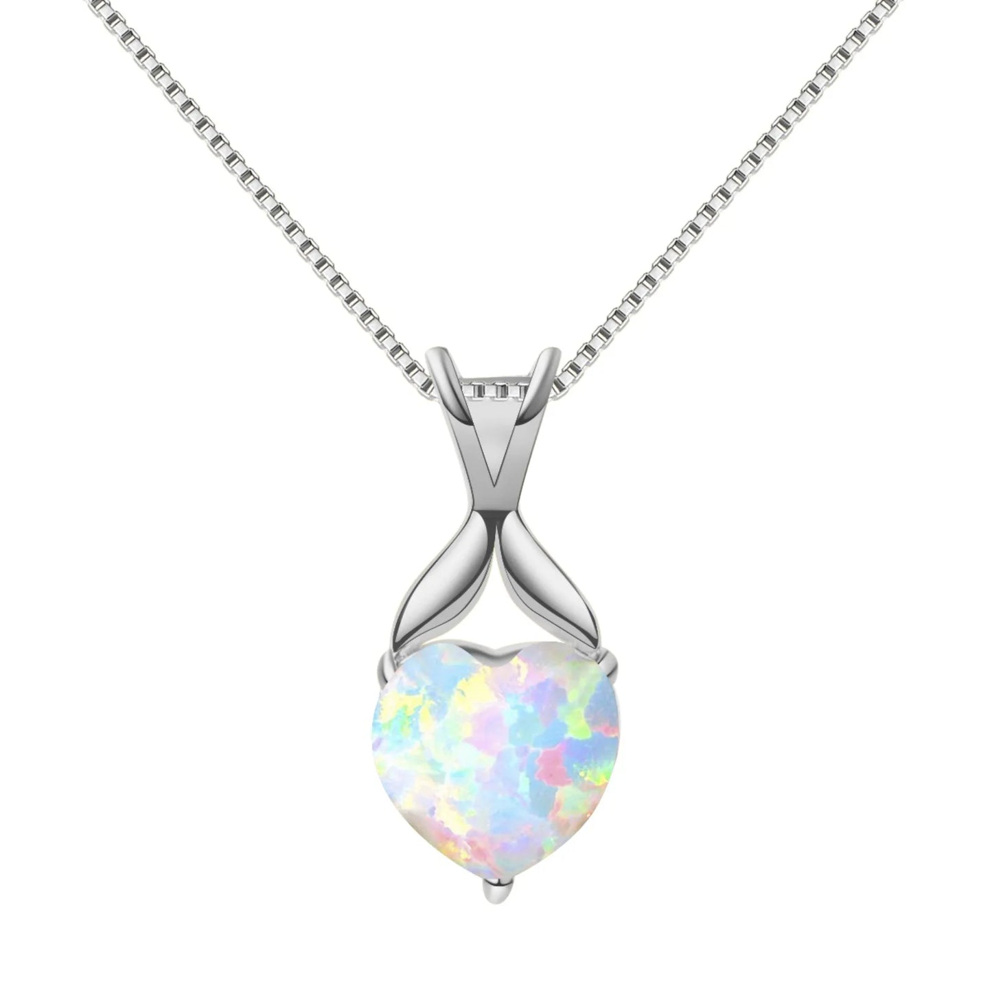 INS Trendy Blue Copper Opal Heart Sweater Chain Necklace-Sparkling Inlay Opal Jewelry with Link Chain Bulk Supply
