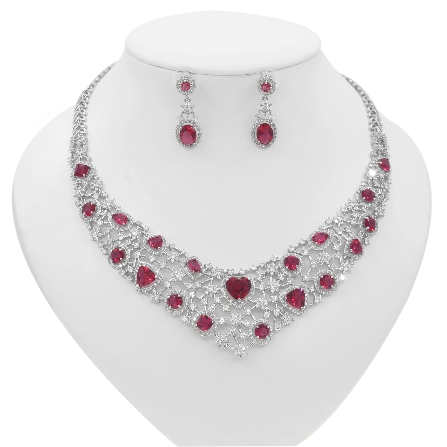 Zhuerrui Crystal Trendy Bangle Earrings Necklace Ring Jewelry Sets for Women Nigerian Wedding Bridal Accessories HG2101120