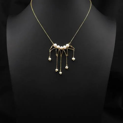 Natural Freshwater Pearl Choker Necklace Gold Plated Tassel Necklace for Women Bridal Wedding Luxury Fashion Fine Jewelry