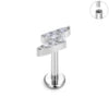 ASTM F136 Titanium 16G Internal Thread Zircon Inlay Labret Flat Back Lobe Helix Tragus Moon Cross Earrings Piercing Jewelry