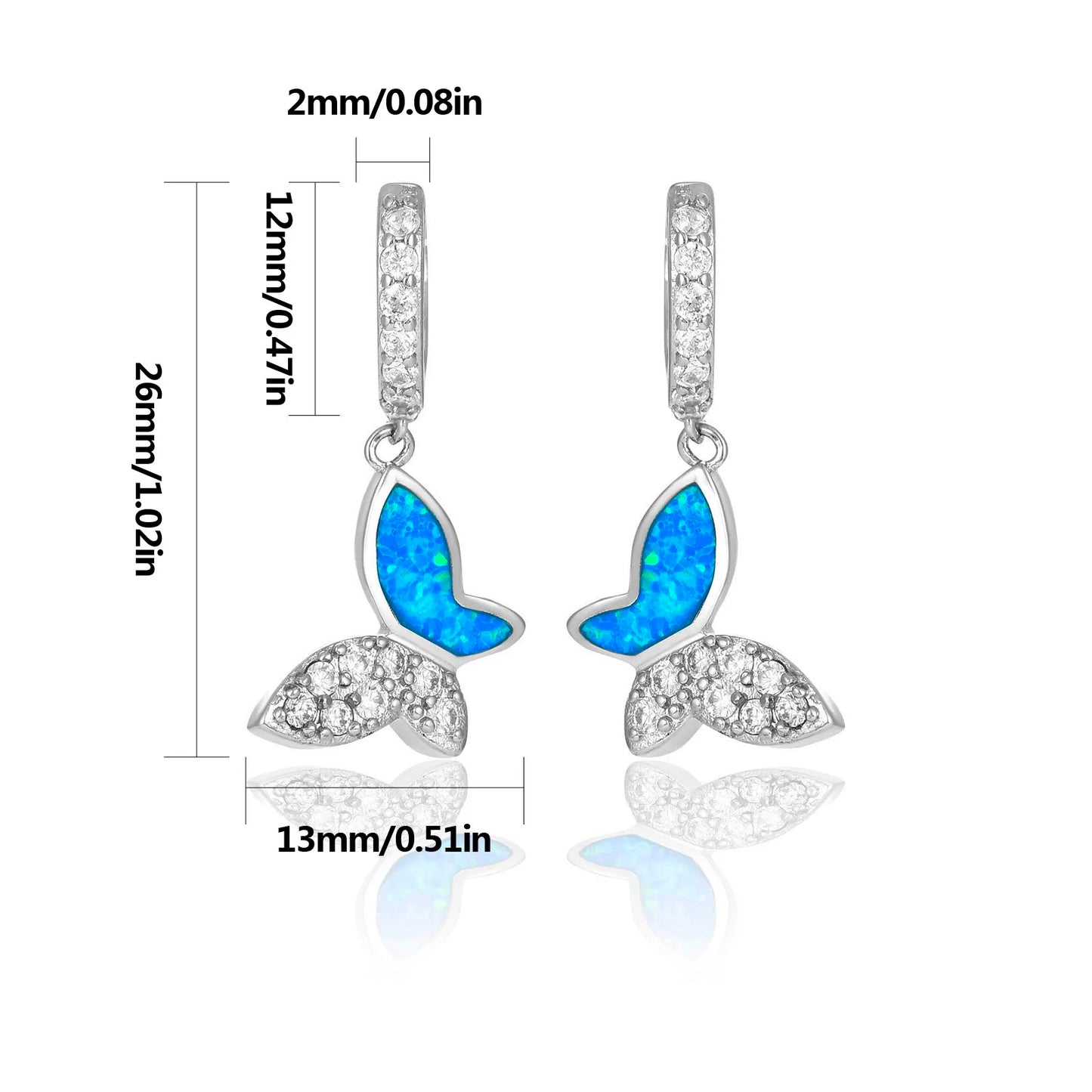 Enchanted Mermaid Tail Opal Drop Earrings - Blue Fire Opal & CZ Accent Design | Whimsical Ocean Jewelry Bulk Gifts