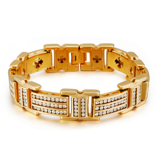 KALEN Personality Huxury Inlaid Zircon Gold-plating Men's Bracelet