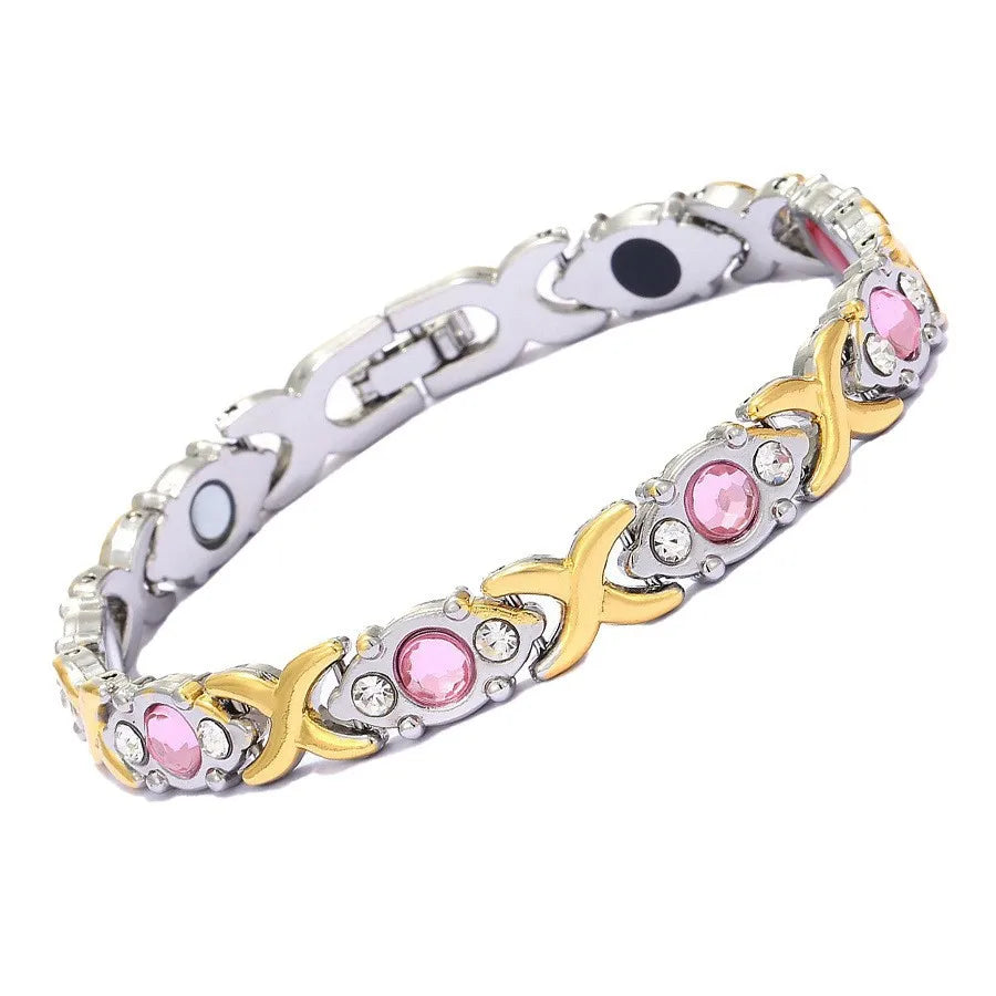 Euro-American Cross-border Hot-selling Magnetic Bracelet Stylish Luxury Lucky Clover Design Kevlar Natural Stone Single-Row