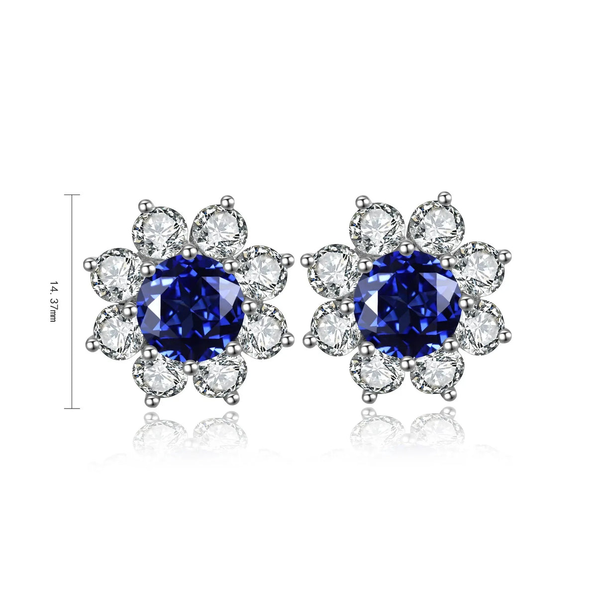 Gemfiori Anster High Quality S925 Lab Grown Sapphire Earring Stud Dainty Gemstone Stud Earrings for Women Daily Wear Gift