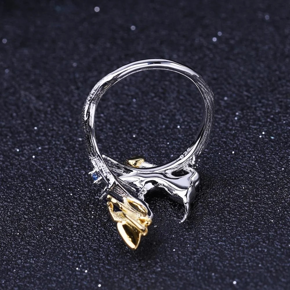 ArtistA Abiding OEM Jewelry Set 925 Sterling Silver Ring Earring Necklace Gemstone Sapphire Cat & Butterfly Women Jewelry Set
