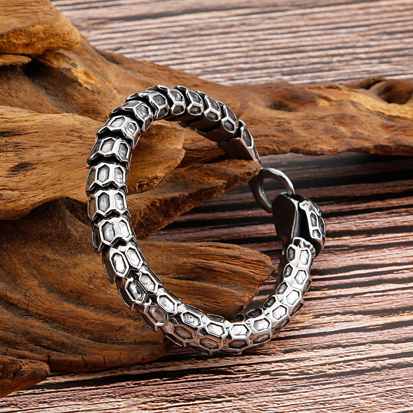KALEN Populous Punk Snake Bracelet Links Bangle Stainless Steel Fashion Bracelets for Men