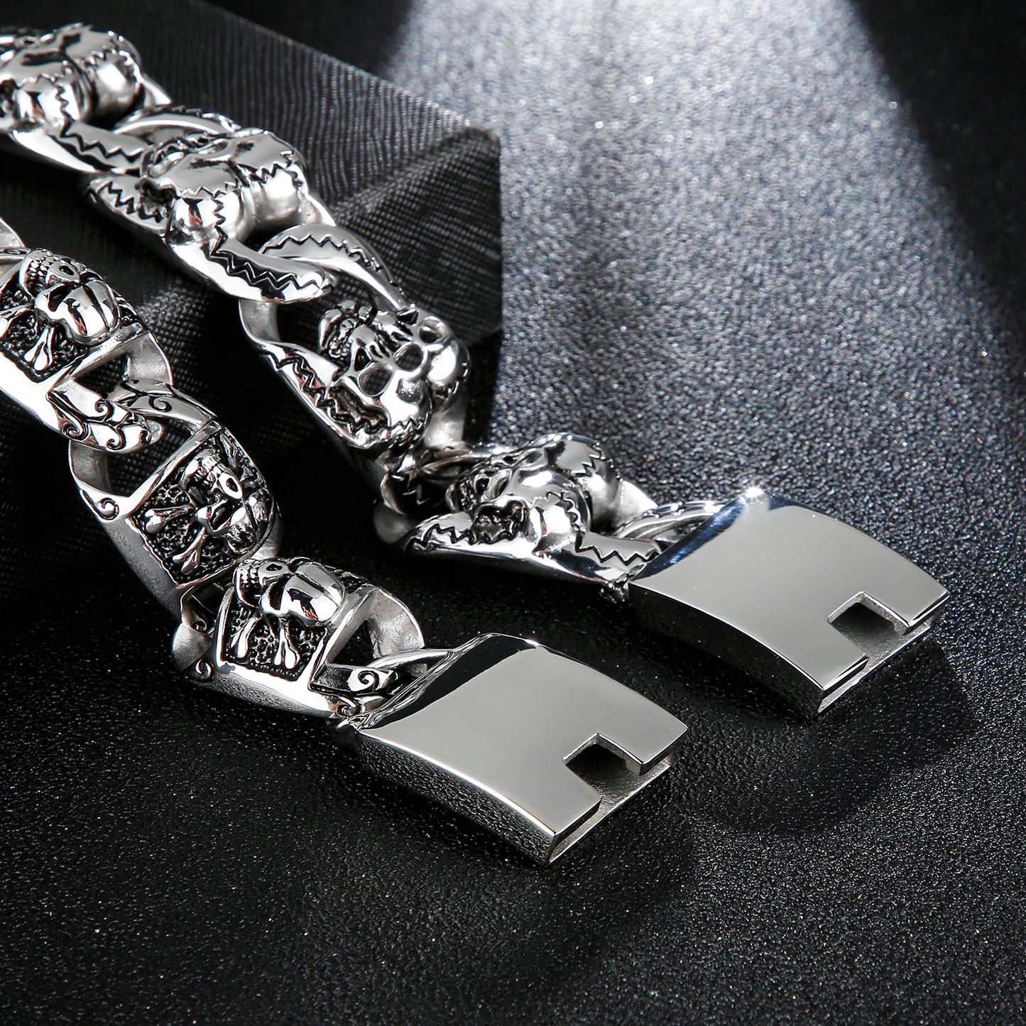 KALEN Skeleton Punk Stainless Steel Chunky Cuban Chain Link Bracelet for Men