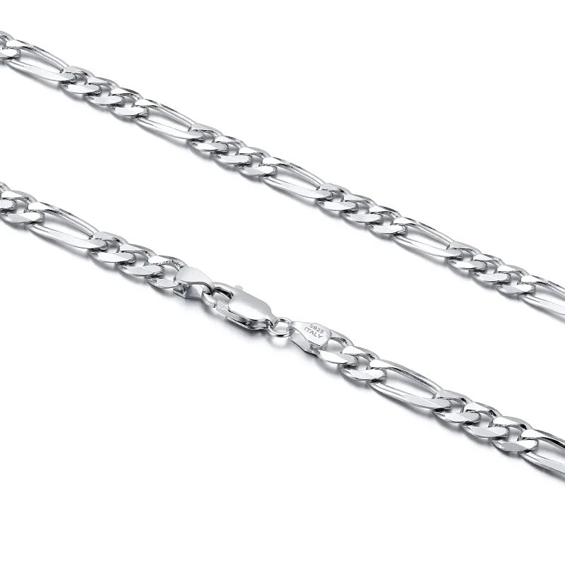 BiG-BOSS 2026 Trendy Style Hot New 3.3mm 925 Sterling Silver Figaro Chain Necklace Diamond Cut Link Chain for Women and Men