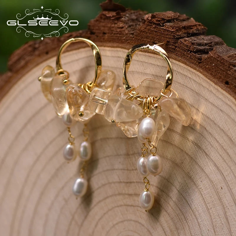 Pink Crystal Earrings Party Gift Freshwater Pearl Drop Earrings Ear Pin 925 Sterling Silver Fine Jewelry  Earrings Bulk