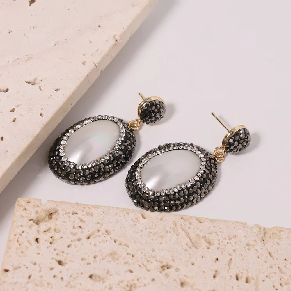 Natural Freshwater Pearls Multi Color Mud Inlaid Earrings Sparkling Zircon Embellishments Earrings Wedding Gifts for Women