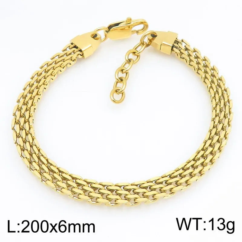 Kalen Fashion Mesh Chain Bracelet Trendy Versatile Facet Woven Chain with Extension Chain Stainless Steel Unisex Hand Jewelry