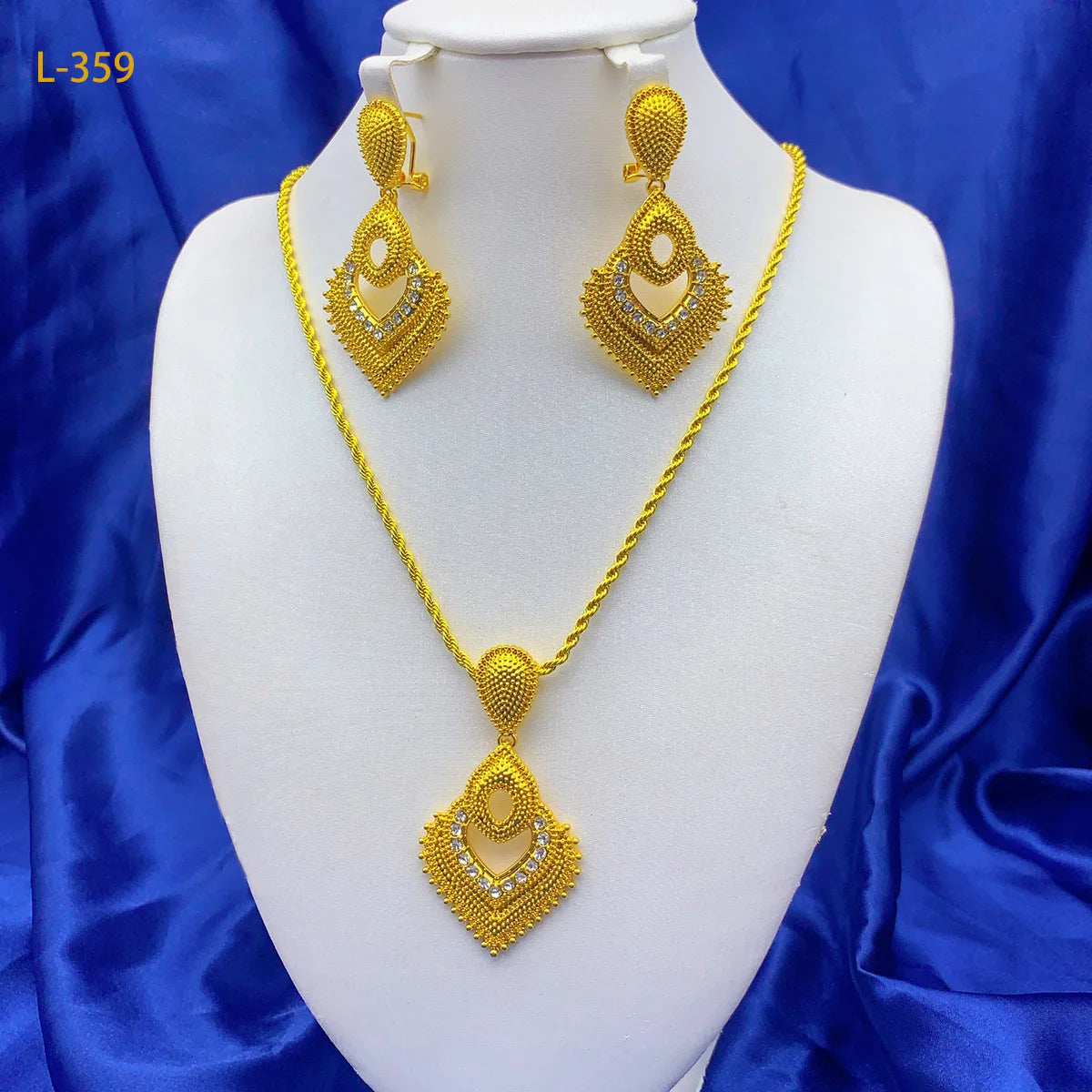 Dubai Bridal 24K Gold Plated Pendant Necklace & Earrings Set | Luxury Brass Jewellery | 15 Styles