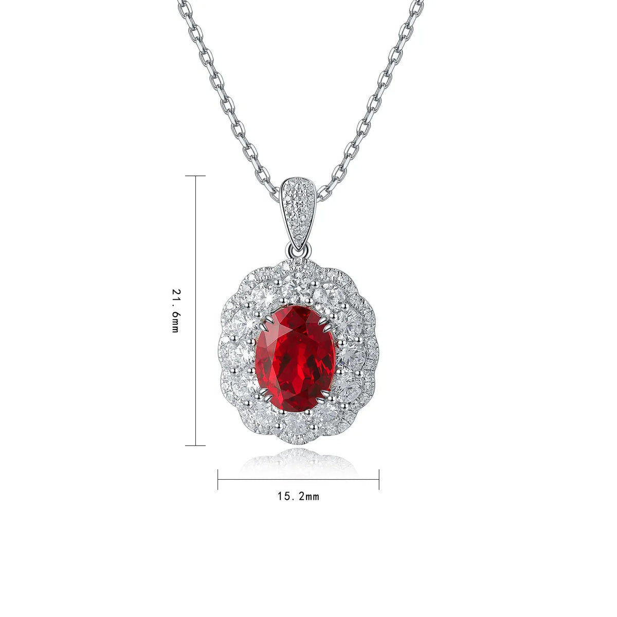 Gemfiori Anster 925 Sterling Silver High-quality Cultivated Ruby Necklace - Suitable for Parties or As a Gift