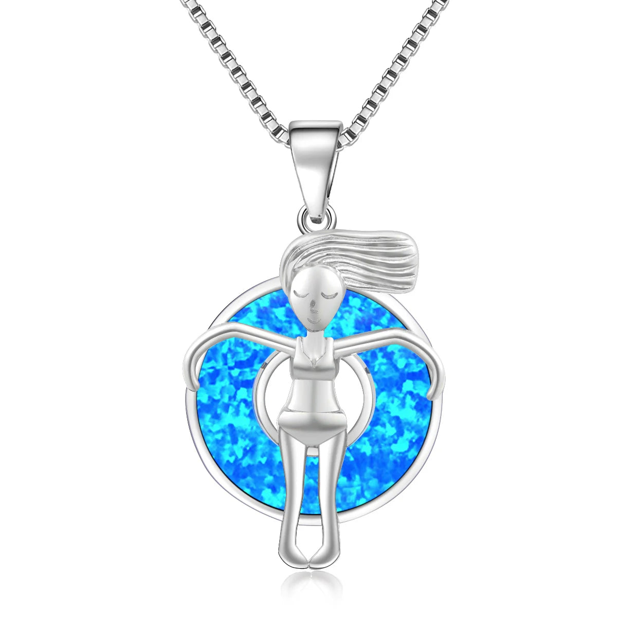 Graceful Figure Pendant Necklace Aobao Opal Inlaid Fashion Jewelry